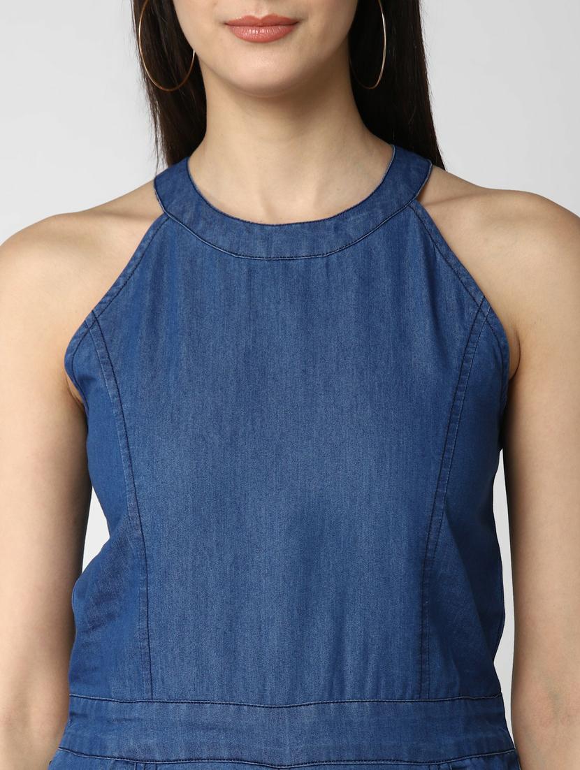 blue denim full leg jumpsuit - 19371580 - Standard Image - 4