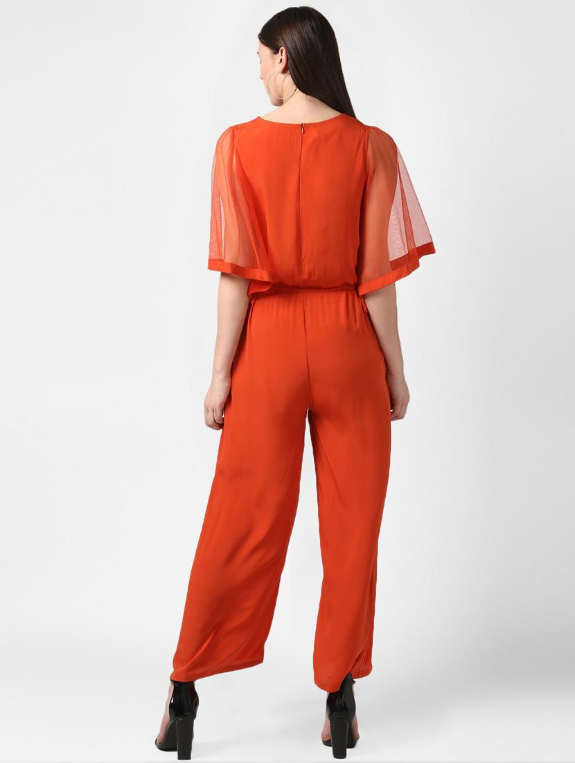red solid full leg jumpsuit - 19371595 - Standard Image - 4