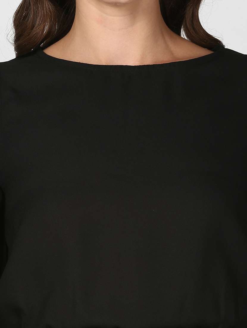 black solid full leg jumpsuit - 19371596 -  Standard Image - 4