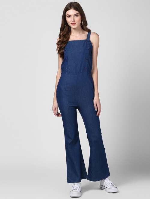 blue denim full leg jumpsuit - 19371598 -  Standard Image - 0