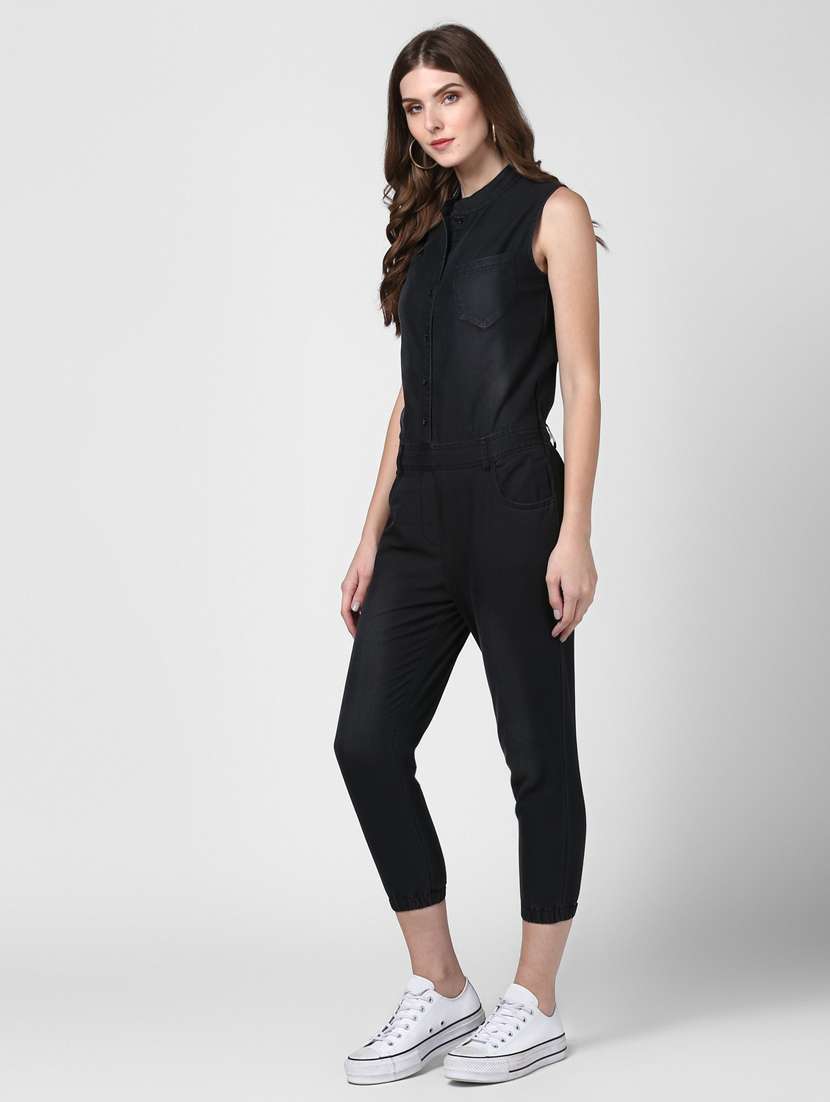 black denim 3/4 jumpsuit - 19371599 -  Standard Image - 1