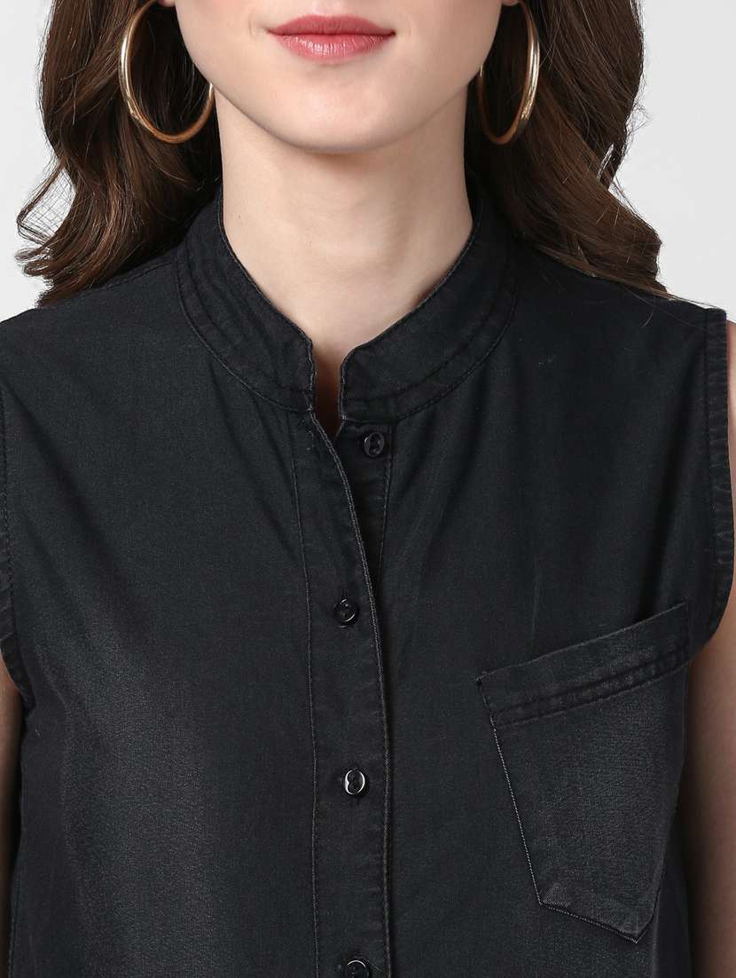 black denim 3/4 jumpsuit - 19371599 -  Standard Image - 4