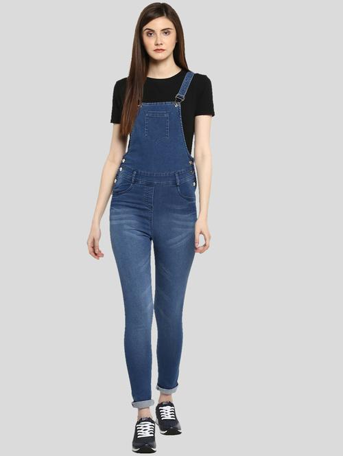 blue denim full leg dungaree - 19371609 - Standard Image - 0