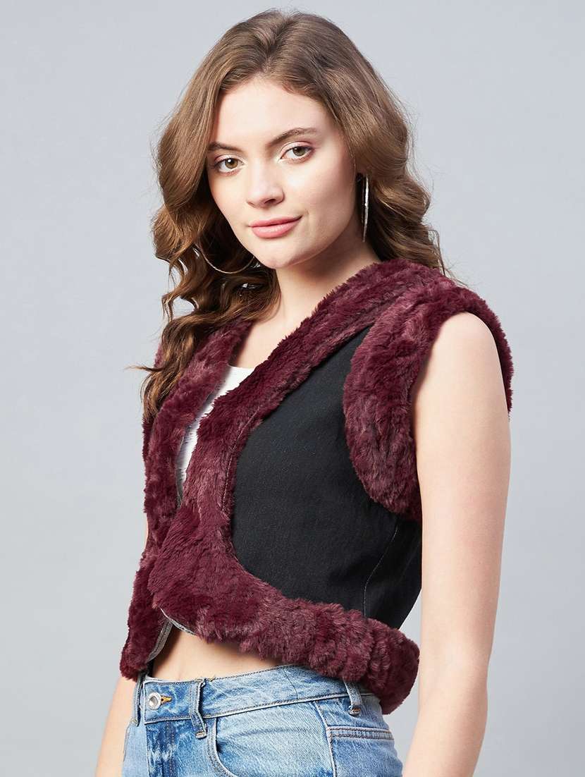 black solid sleeveless crop shrug - 19371620 -  Standard Image - 1