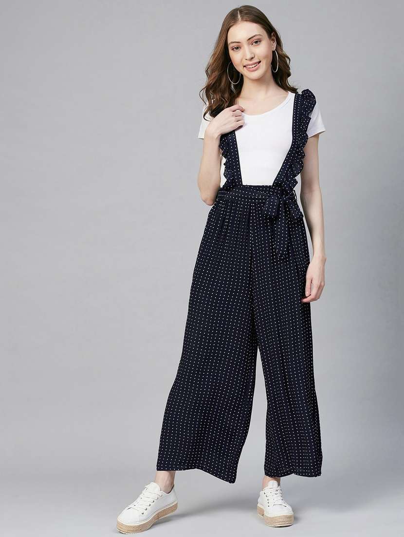 navy blue printed dungaree 