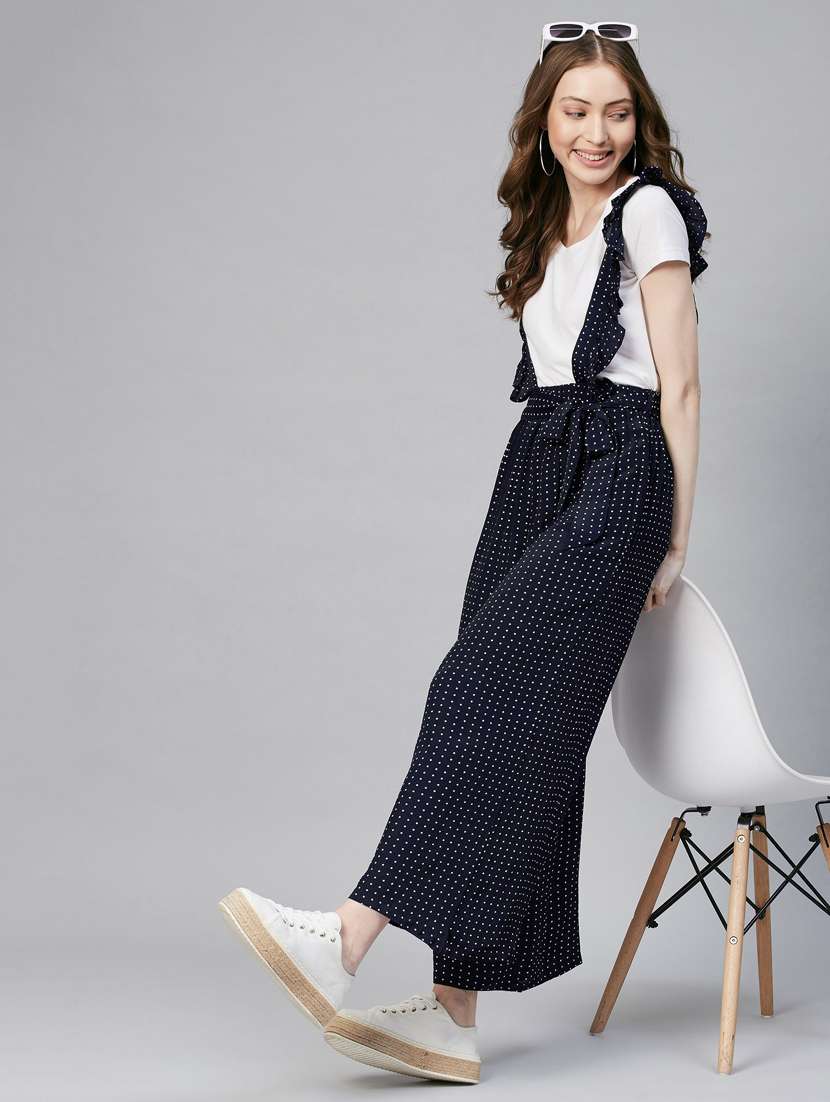 navy blue printed dungaree - 19371660 - Standard Image - 4