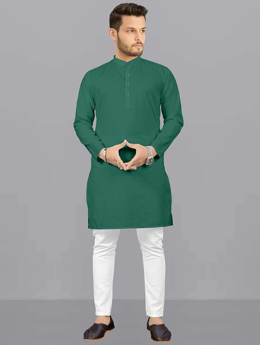 mandarin neck solid kurta pyjama set