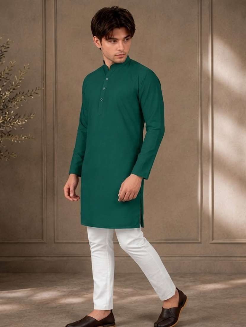 men mandarin neck solid kurta pyjama set  - 19382621 -  Standard Image - 1