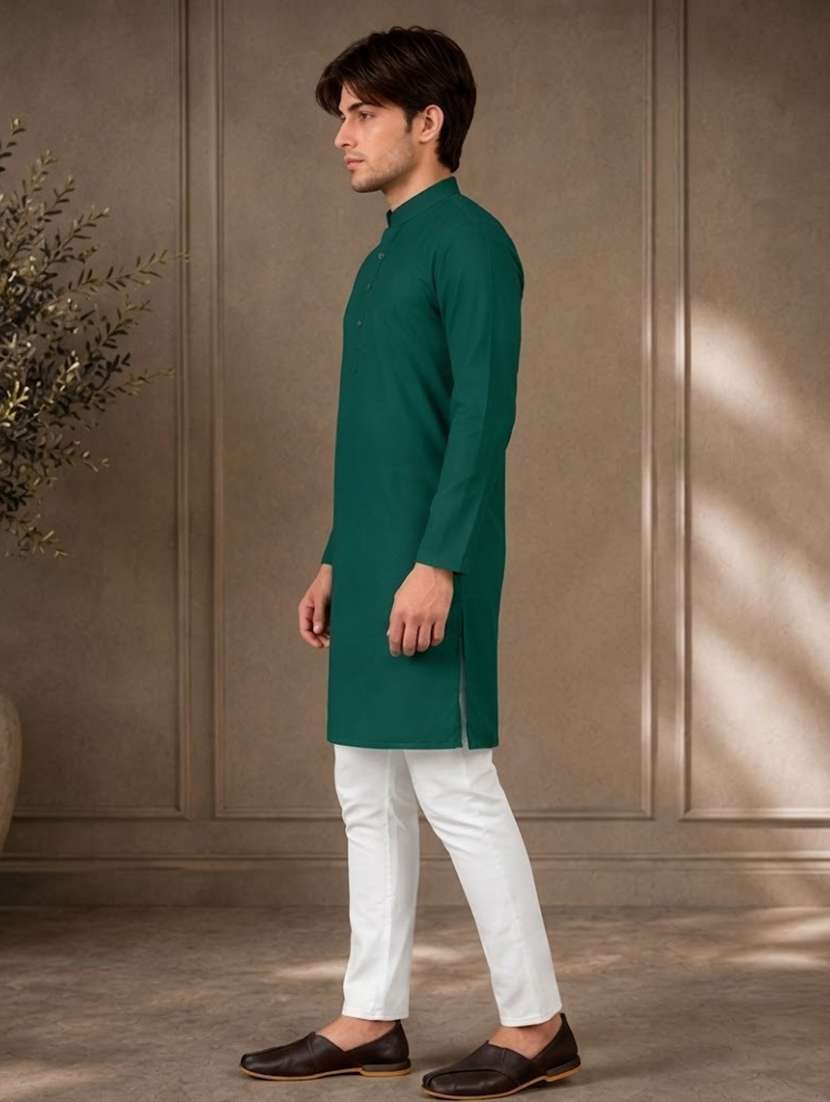 men mandarin neck solid kurta pyjama set  - 19382621 -  Standard Image - 4