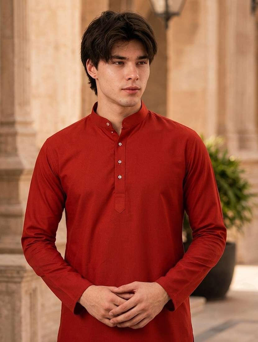 men mandarin neck solid kurta pyjama set  - 19382623 -  Standard Image - 1