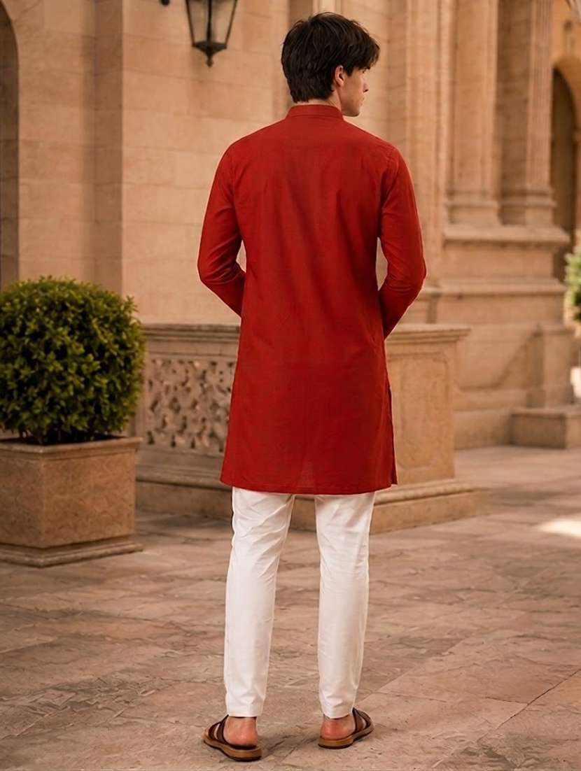 men mandarin neck solid kurta pyjama set  - 19382623 -  Standard Image - 4