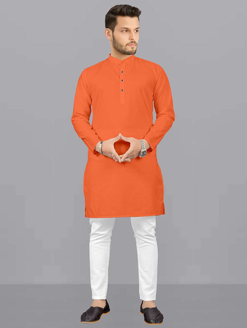 mandarin neck solid kurta pyjama set