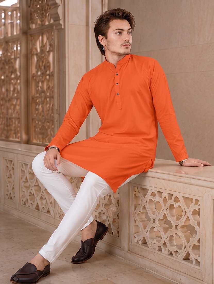 men mandarin neck solid kurta pyjama set 