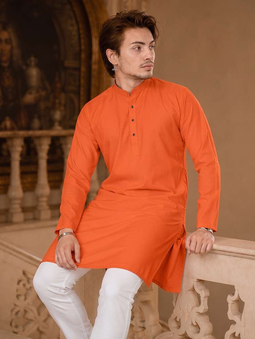 men mandarin neck solid kurta pyjama set  - 19382626 -  Standard Image - 1