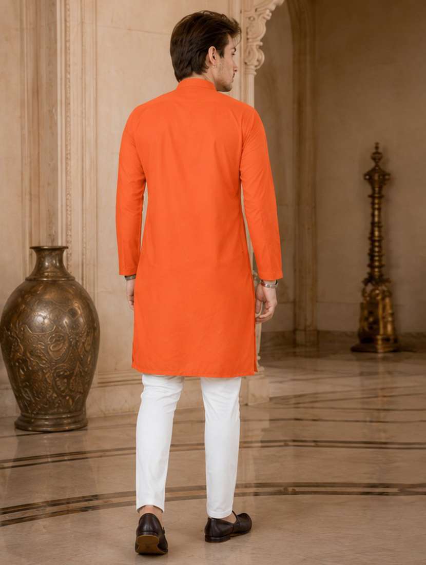 men mandarin neck solid kurta pyjama set  - 19382626 -  Standard Image - 4