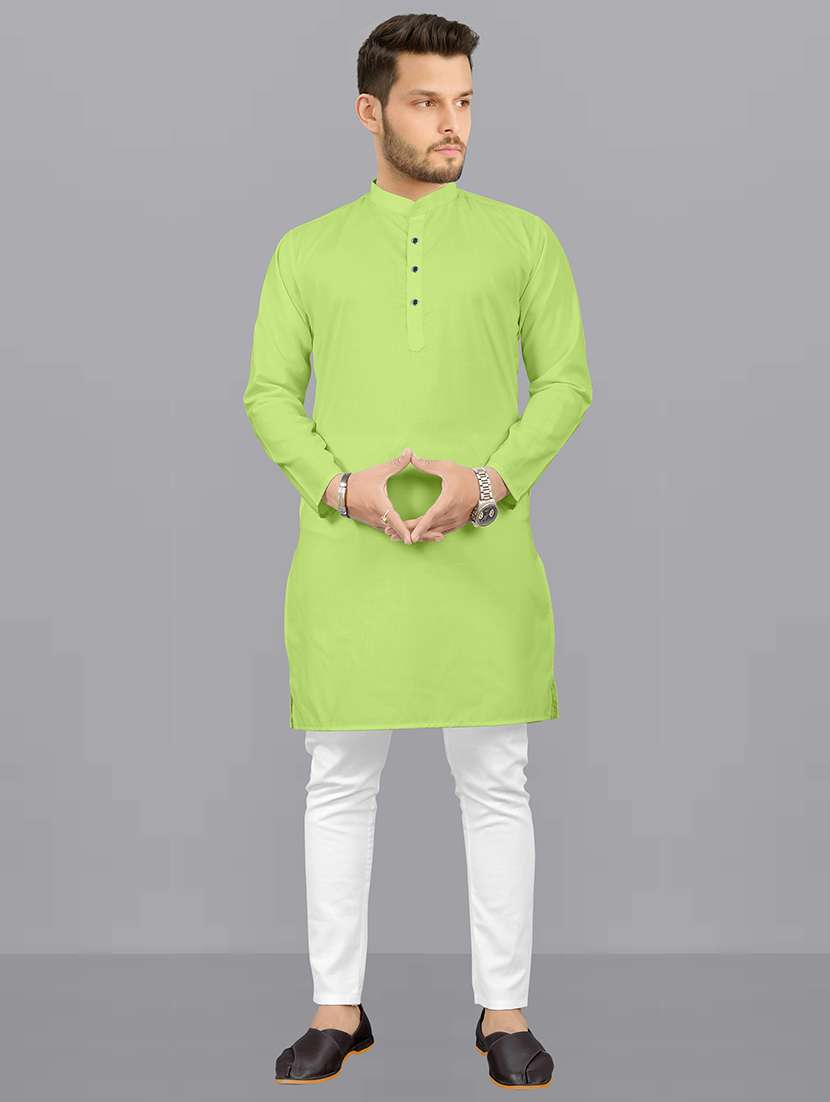 mandarin neck solid kurta pyjama set