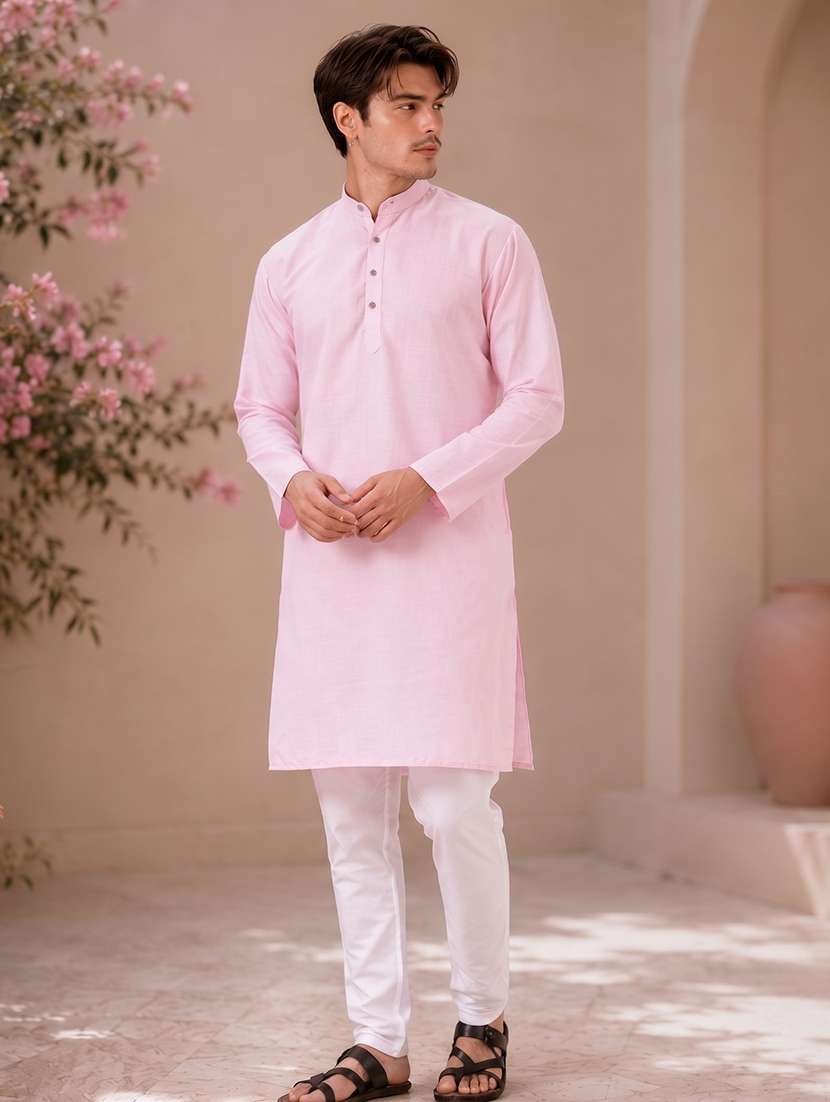 men mandarin neck solid kurta pyjama set  - 19382628 -  Standard Image - 1