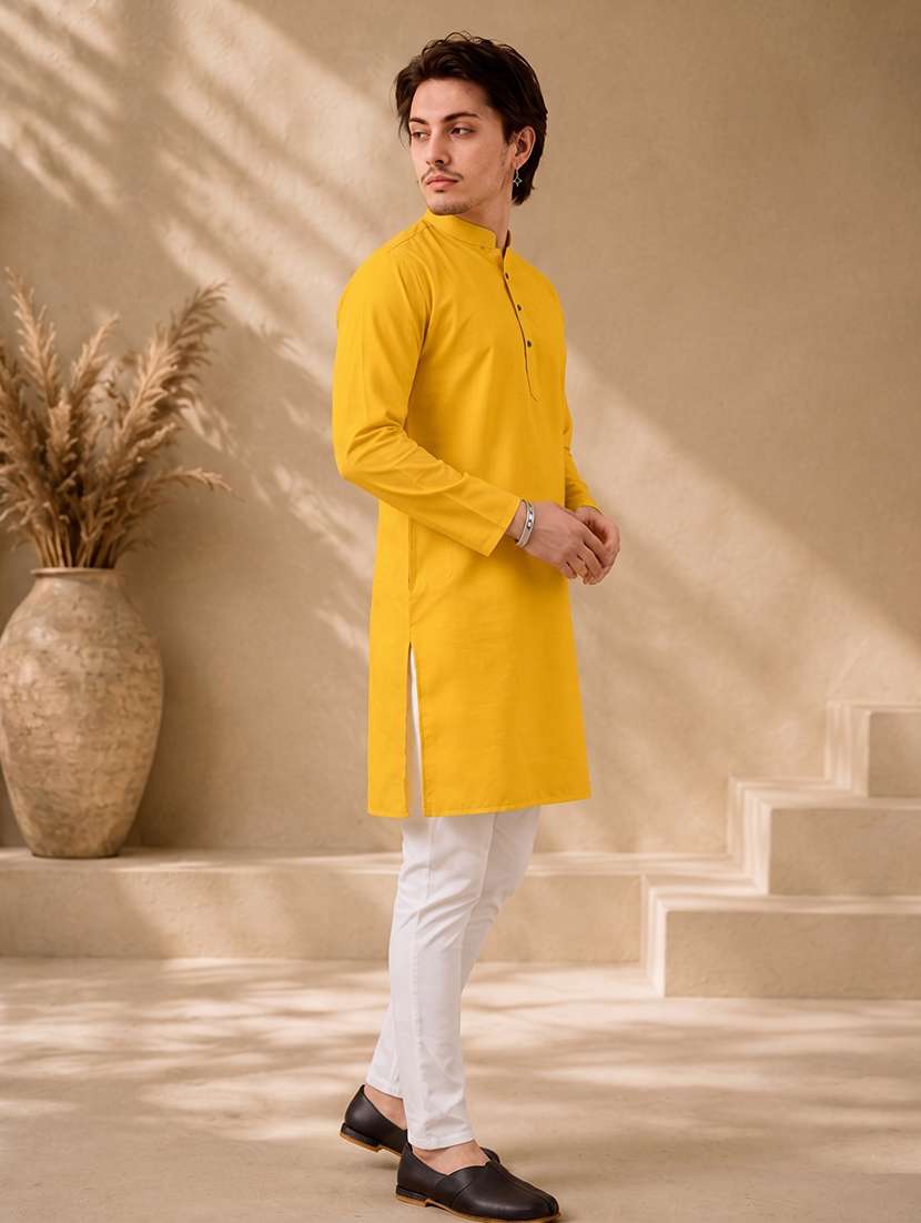 men mandarin neck solid kurta pyjama set  - 19382632 -  Standard Image - 4