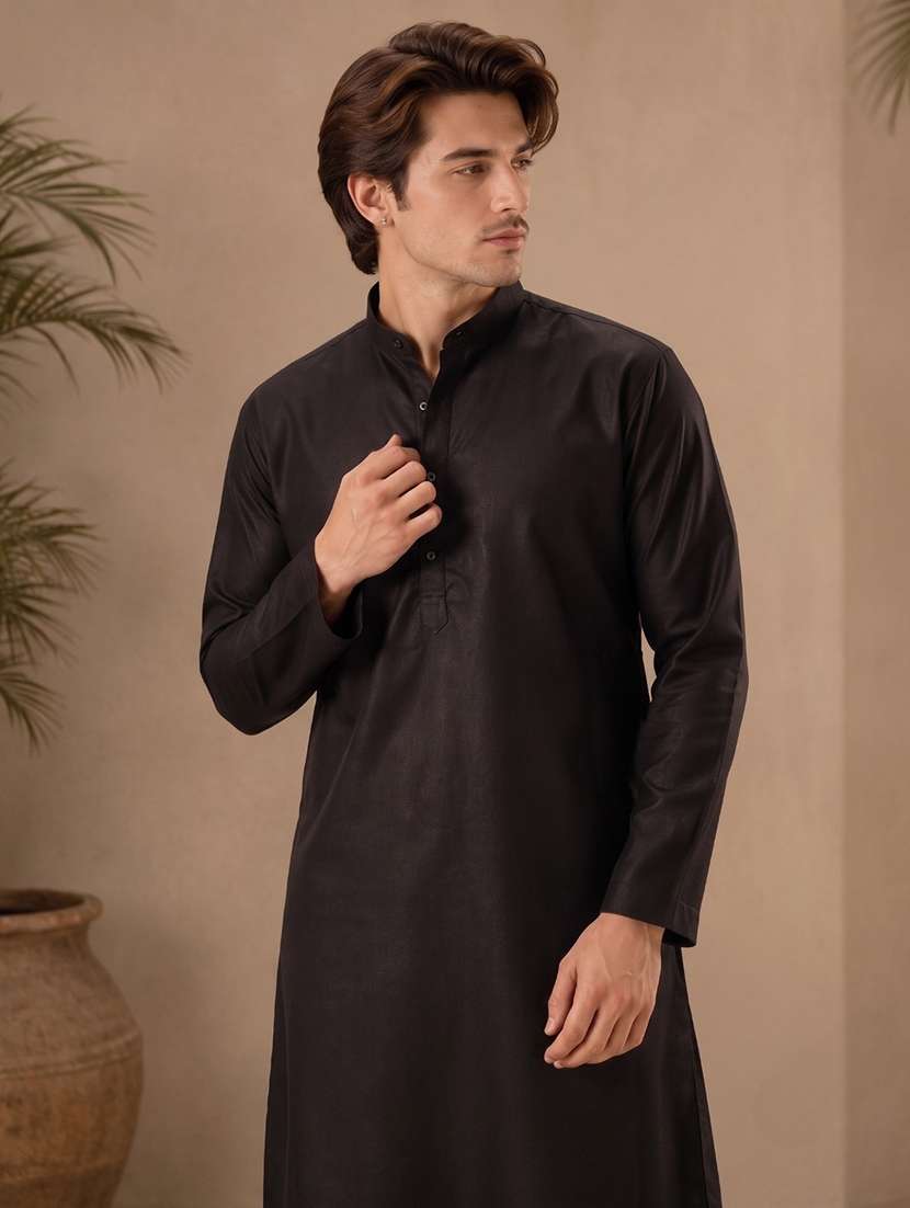 men mandarin neck solid kurta pyjama set  - 19382633 -  Standard Image - 1