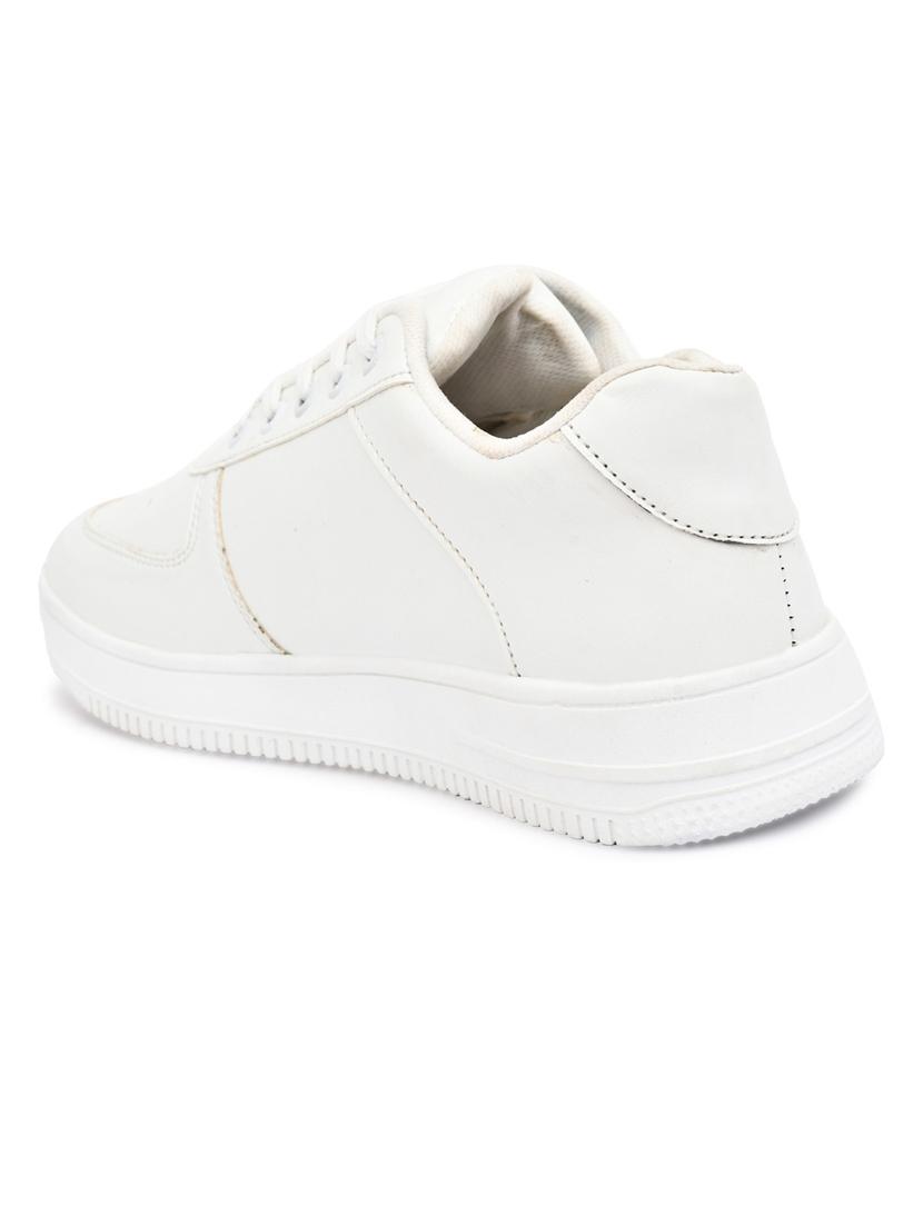 white synthetic lace up sneakers - 19382904 -  Standard Image - 1