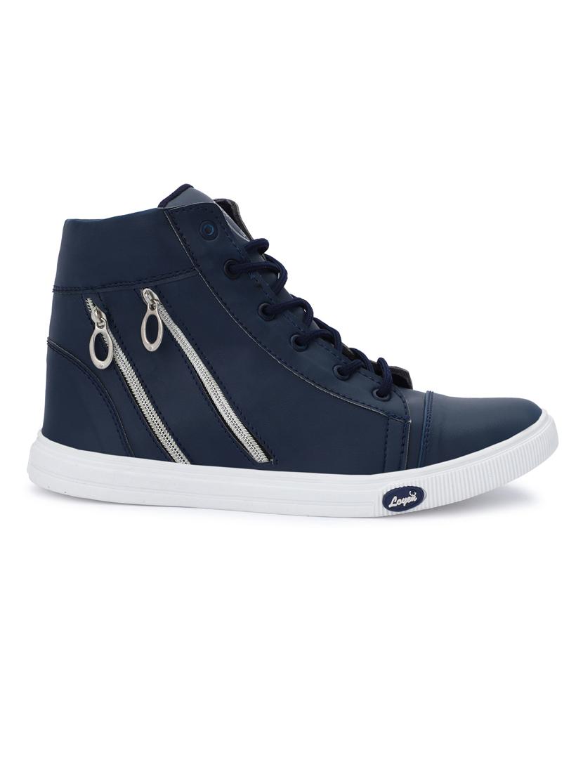 men solid high neck lace up sneakers with zipper details - 19382907 -  Standard Image - 1