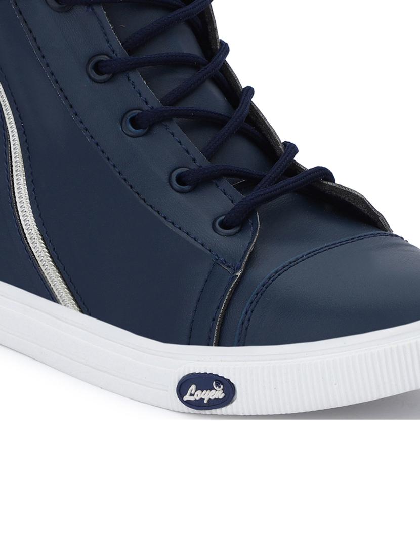 men solid high neck lace up sneakers with zipper details - 19382907 - Standard Image - 4