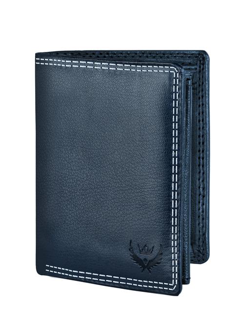 blue solid leather with stitch details wallet  - 19388647 -  Standard Image - 0
