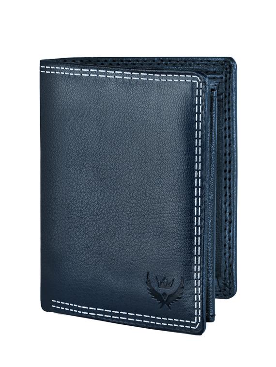 blue solid leather with stitch details wallet  - 19388647 -  Zoom Image - 0