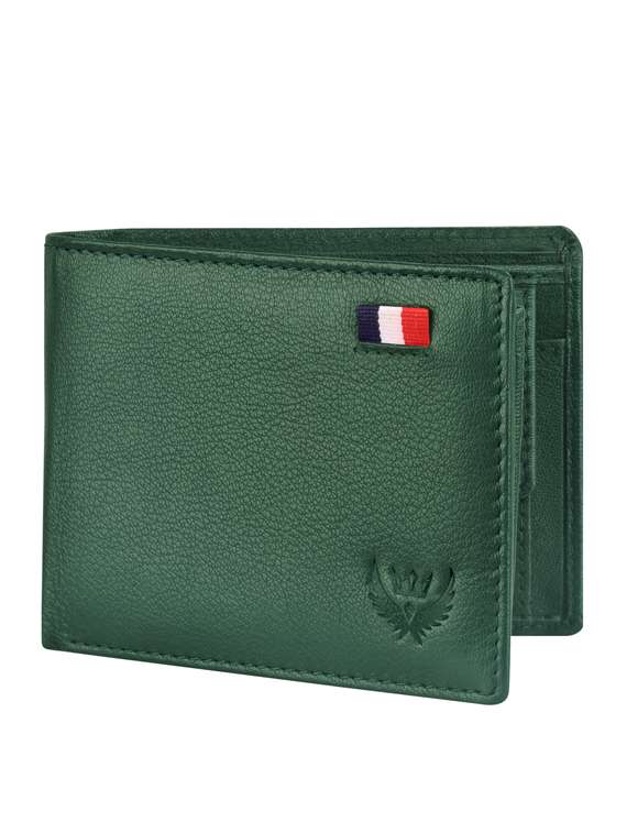 green grain texture leather wallet