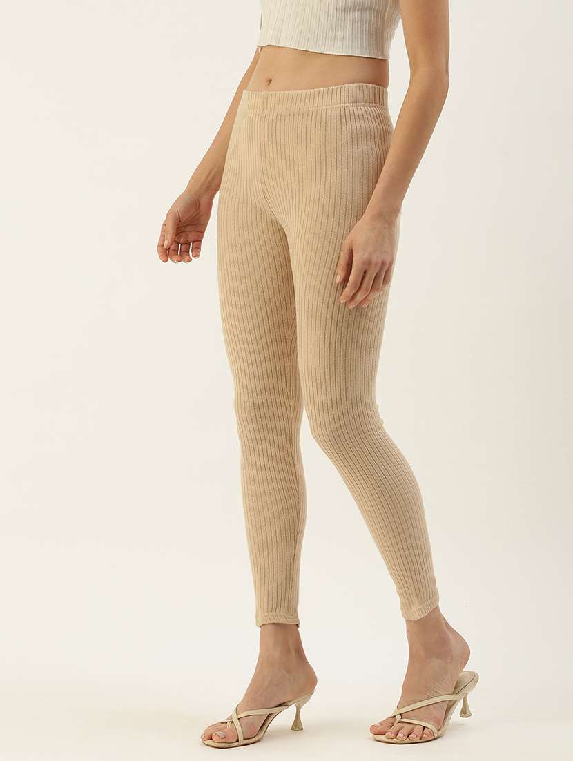 beige self design legging - 19397163 - Standard Image - 1