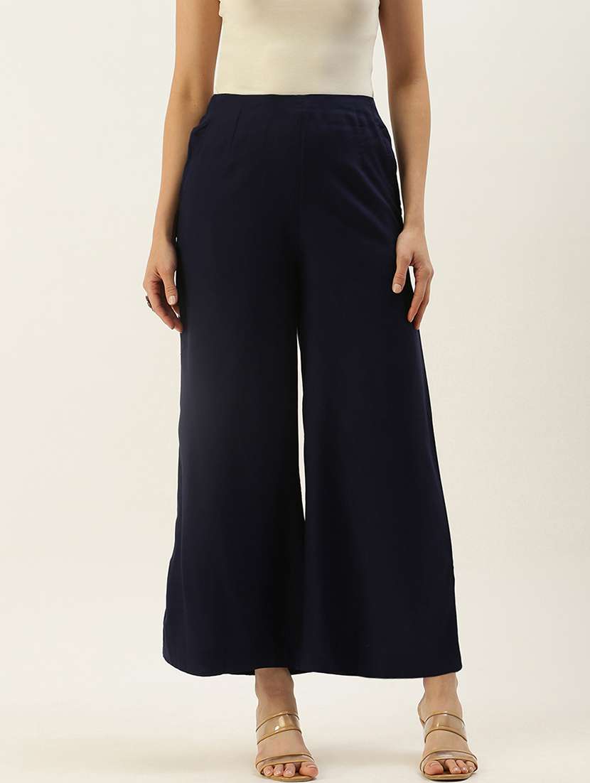 navy blue solid palazzo