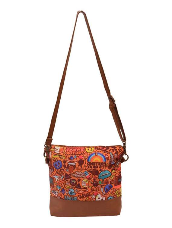 multi colored canvas sling bag