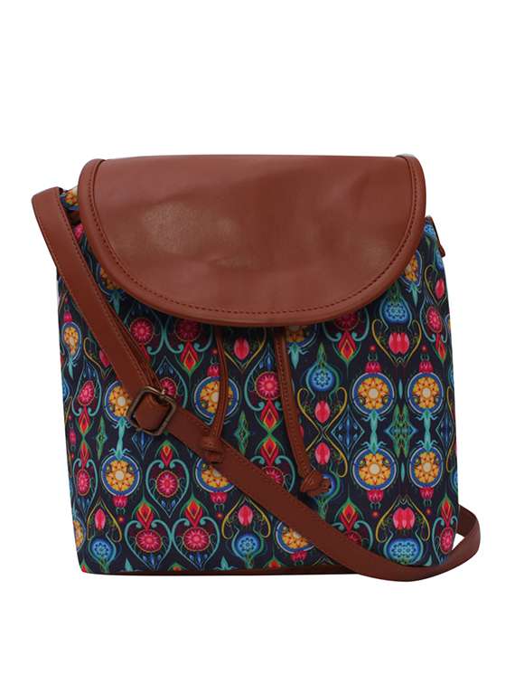 multi colored canvas sling bag