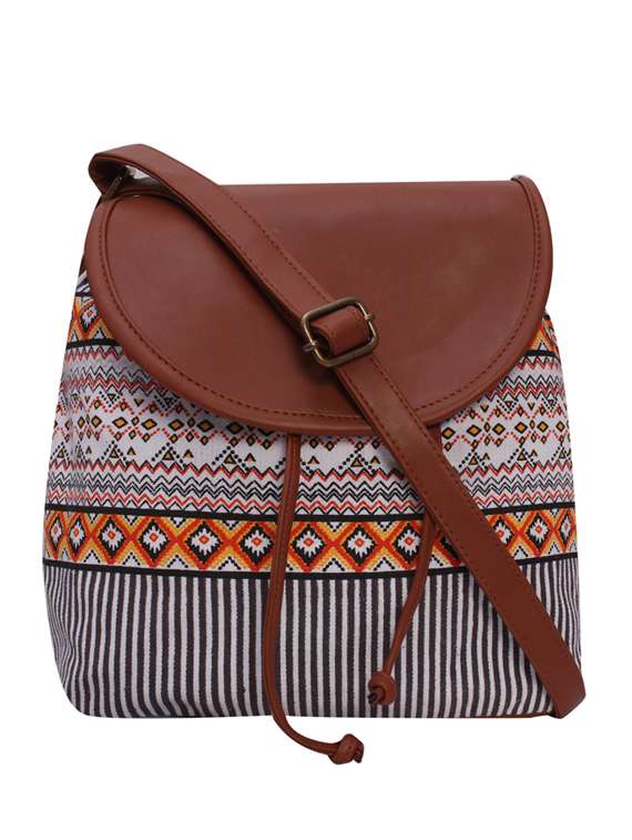 multi colored canvas sling bag