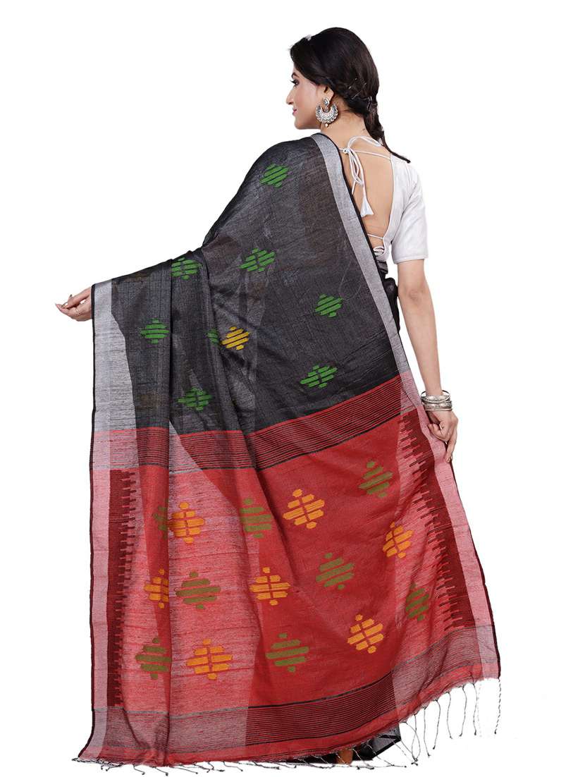 women's self design black colored saree - 19404722 -  Standard Image - 1