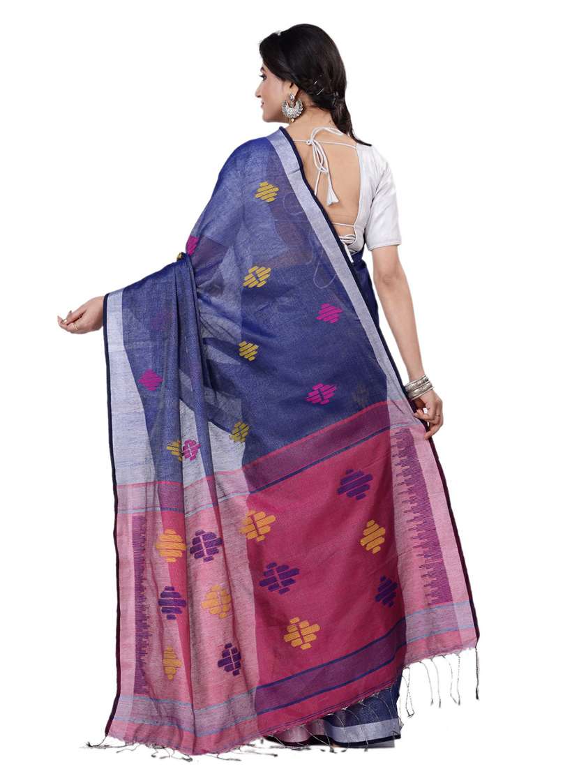 women's self design blue colored saree with blouse - 19404723 -  Standard Image - 1