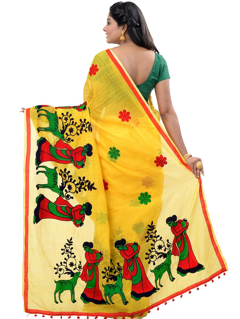 women's self design yellow colored saree with blouse - 19404800 -  Standard Image - 1