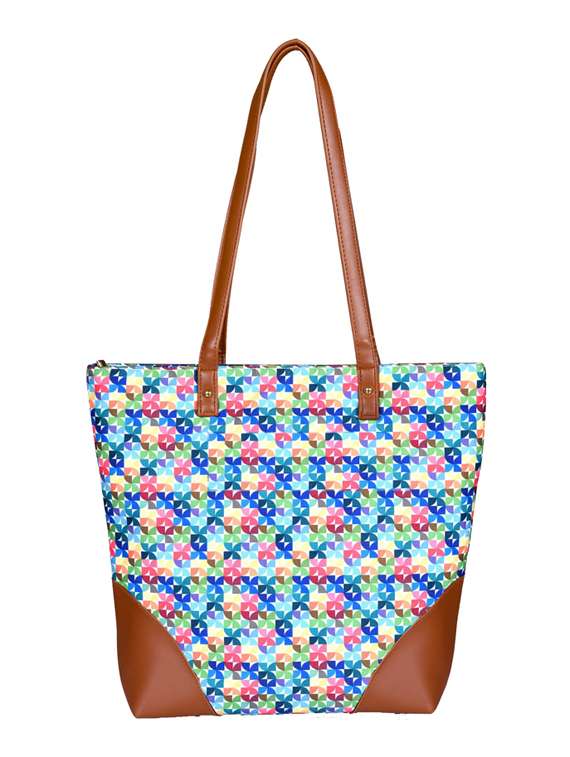 multi colored canvas regular shopping bag