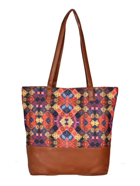 multi colored canvas regular shopping bag