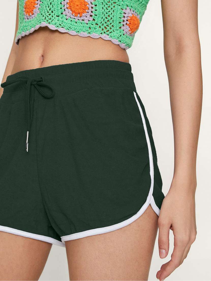 green solid side taped hot pants  - 19407857 -  Standard Image - 1