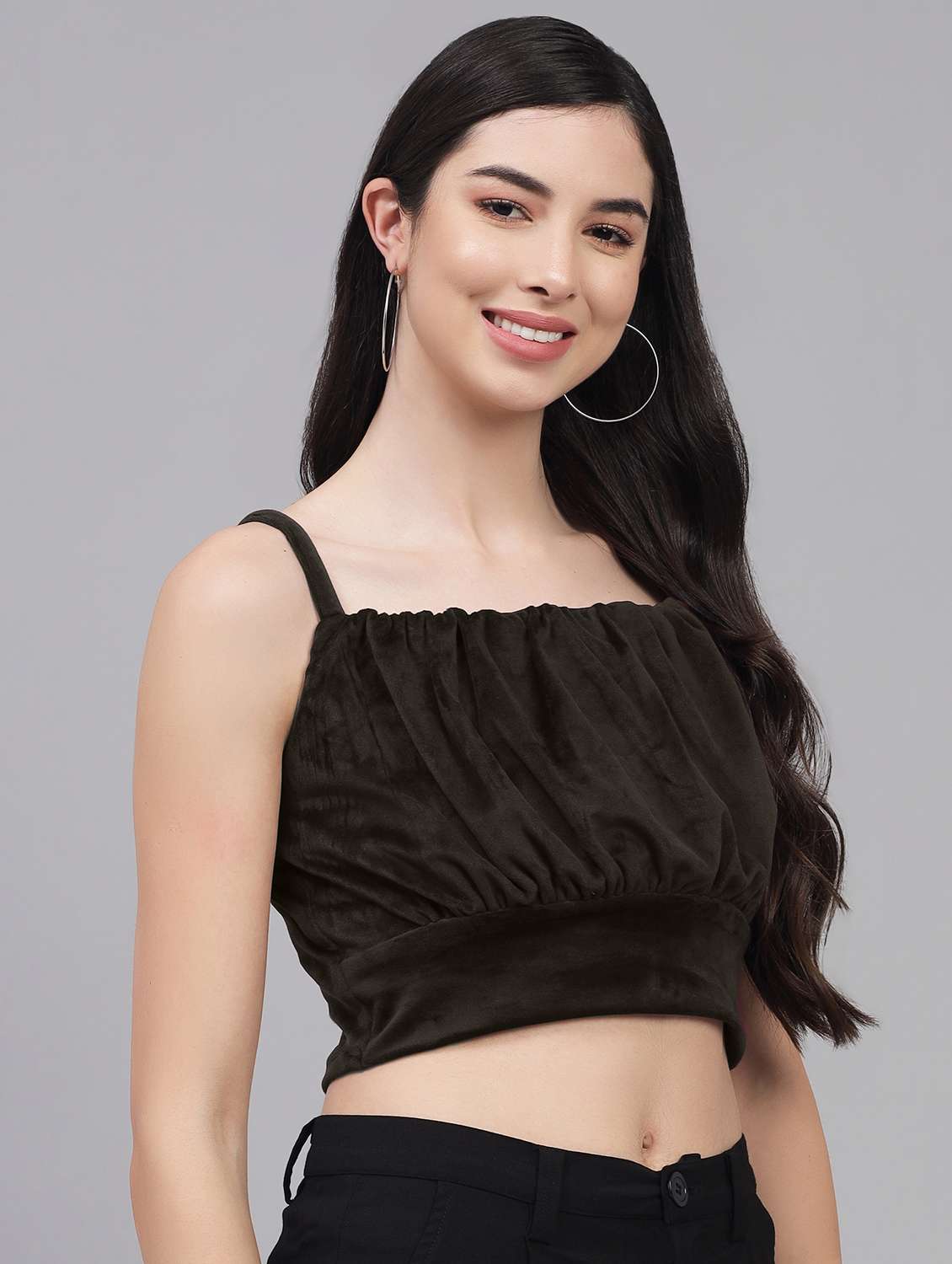 women's crop shoulder strap top - 19408057 -  Standard Image - 1