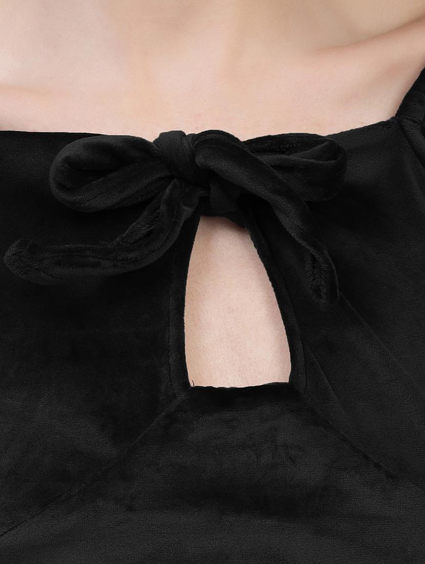 bell sleeves velvet crop top - 19408059 - Standard Image - 4