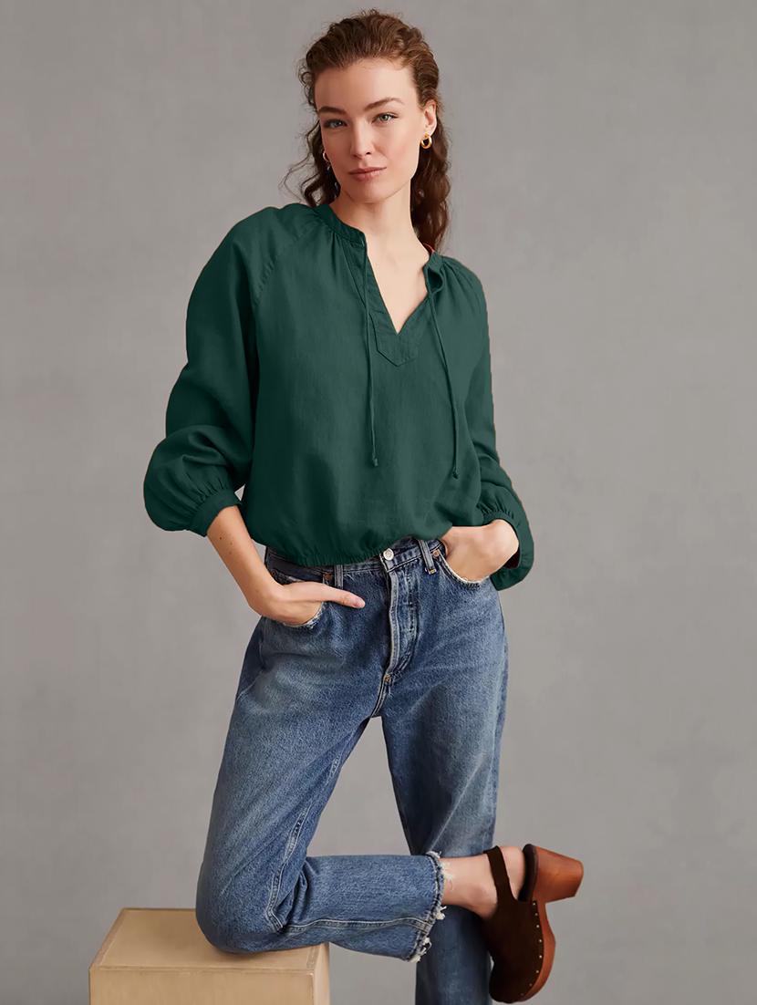 women's solid tie-up neck top - 19408080 -  Standard Image - 1