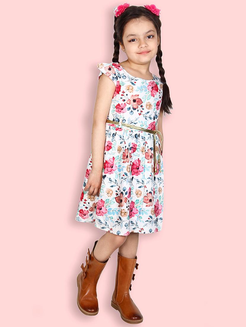 girls round neck cap sleeve frock - 19408169 -  Standard Image - 1