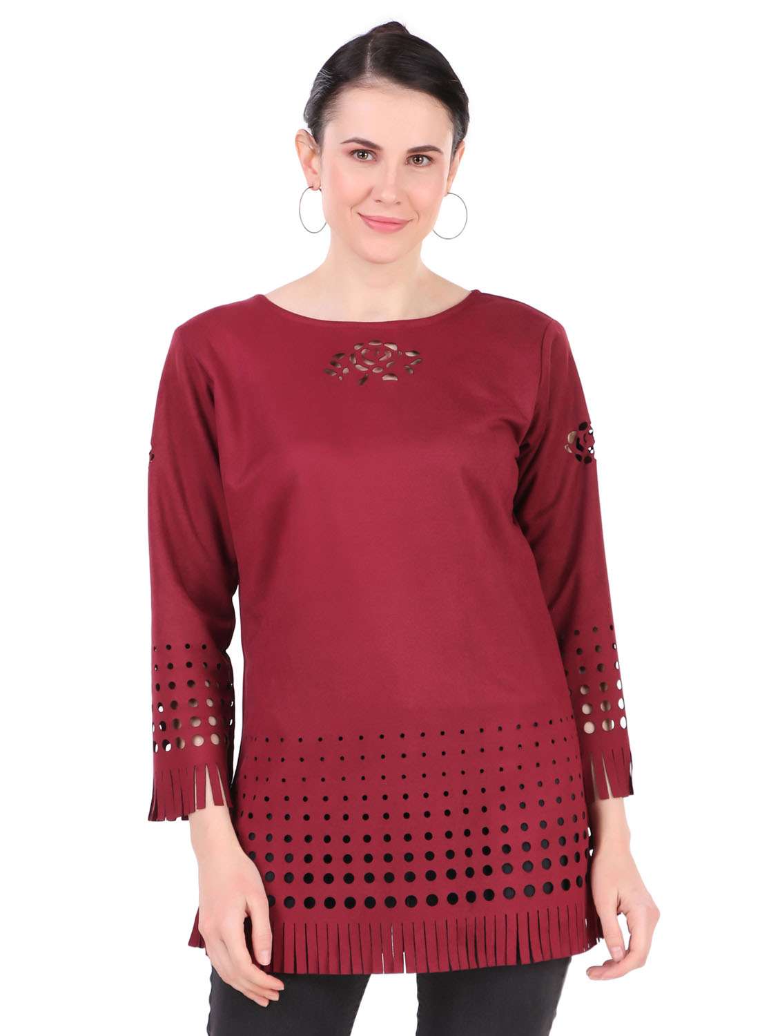 women's straight round neck top - 19408224 - Standard Image - 1
