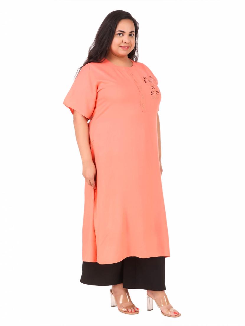 round neck straight kurta - 19408303 -  Standard Image - 1