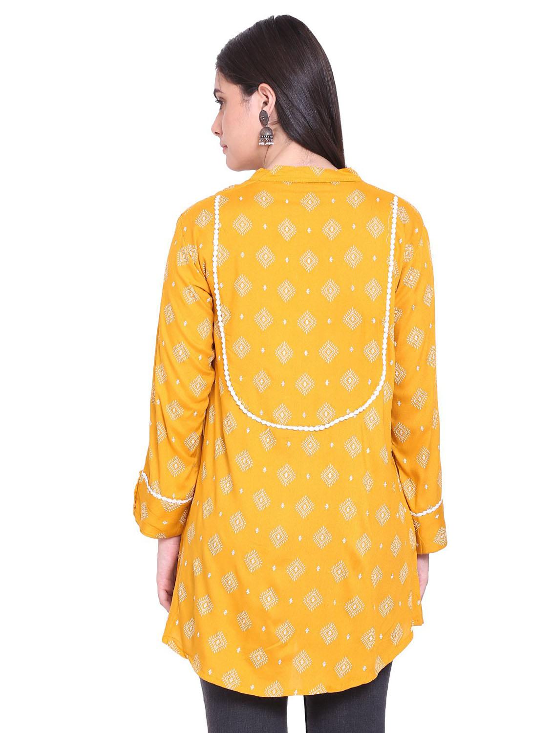 yellow printed straight kurta - 19408316 - Standard Image - 1