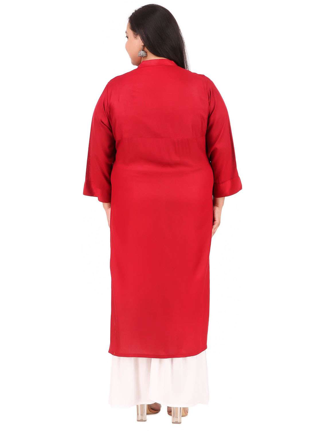 women solid straight kurta - 19408338 - Standard Image - 4