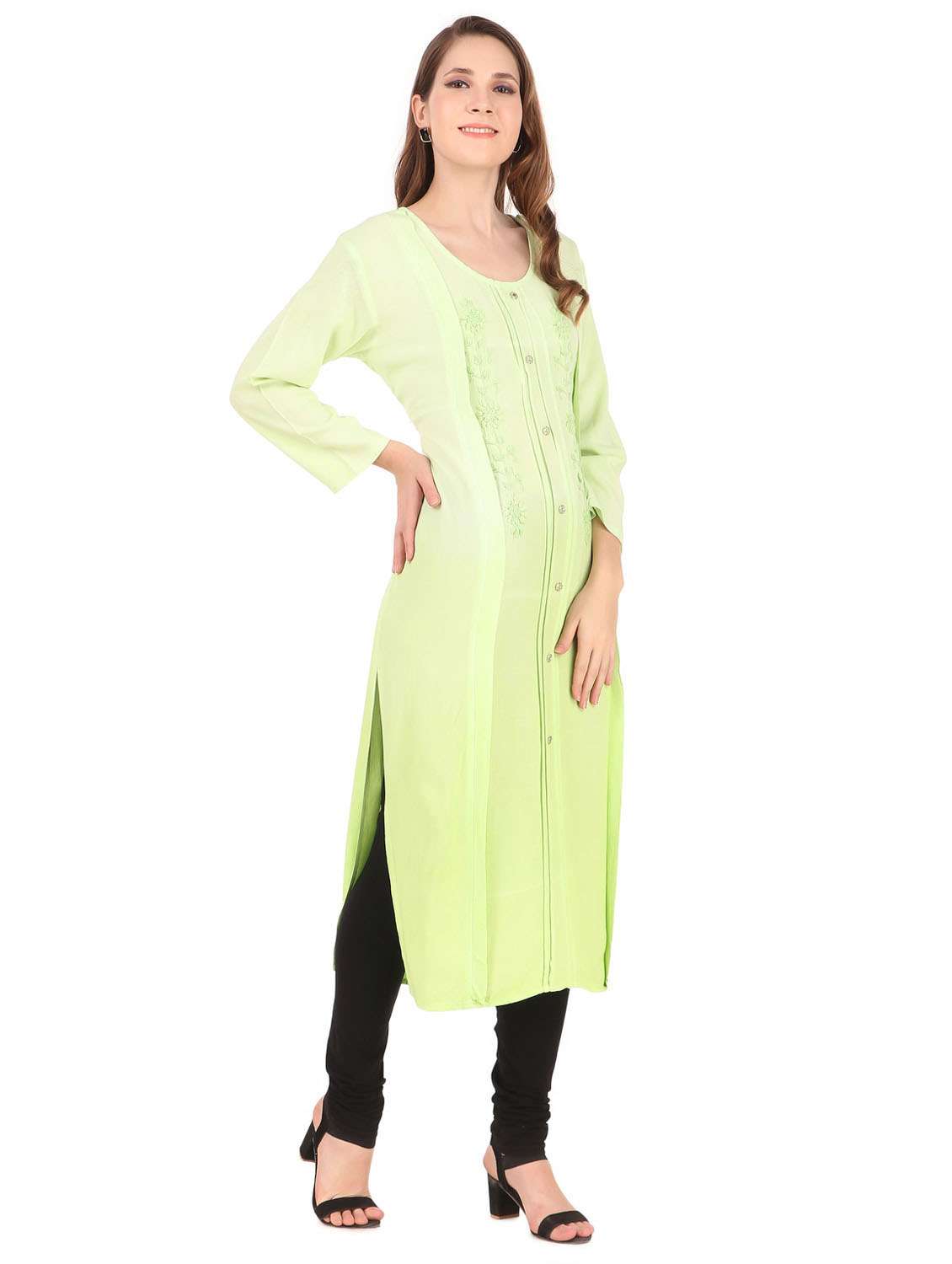 women embroidered straight kurta - 19408389 -  Standard Image - 1