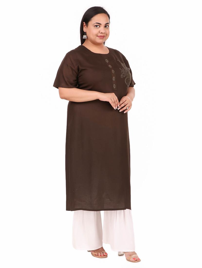 embellished straight kurta - 19408422 -  Standard Image - 1